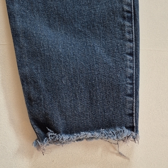 Blue Ankle Cropped Jeans with Distressed Details - Picture 5 of 6